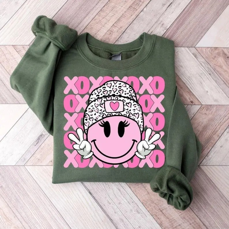 Xoxo Valentine Smiley Retro - Adult & Kids T-Shirts, Sweatshirts & Hoodies apparel design preview 1