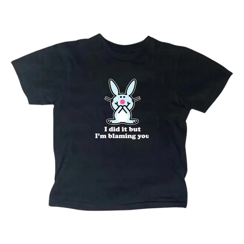 Y2k Happy Bunny Baby Gothic Emo Girl Top Scene 2000s - Adult & Kids T-Shirts, Sweatshirts & Hoodies apparel design preview 1