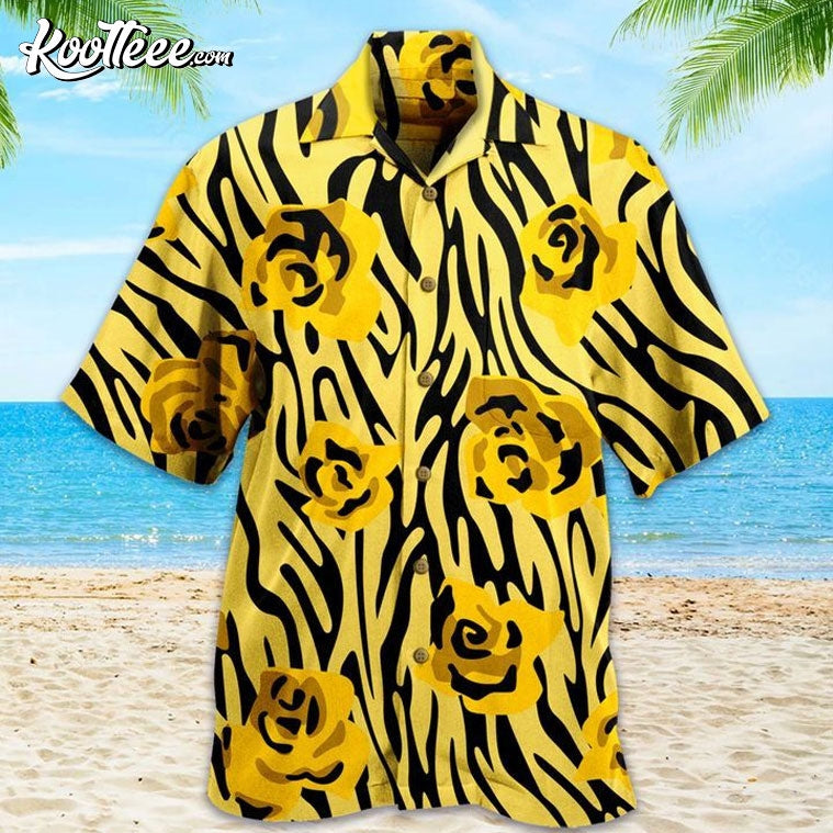Yellow Roses Buds Zebra Pattern Hawaiian - Adult & Kids T-Shirts, Sweatshirts & Hoodies apparel design preview 1