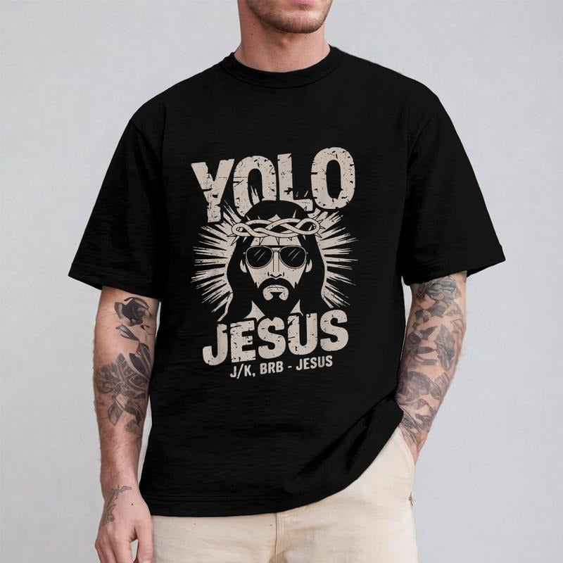 Yolo JK BRB Jesus Funny Pure Cotton Casual Street - Adult & Kids T-Shirts, Sweatshirts & Hoodies apparel design preview 1