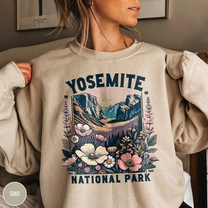 Yosemite National Park Wildflower Granola Girl - Adult & Kids T-Shirts, Sweatshirts & Hoodies apparel design preview 1