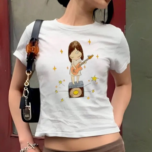Yoshitomo Nara Guitar Girl Music Y2K Baby Cotton - Adult & Kids T-Shirts, Sweatshirts & Hoodies apparel design preview 1