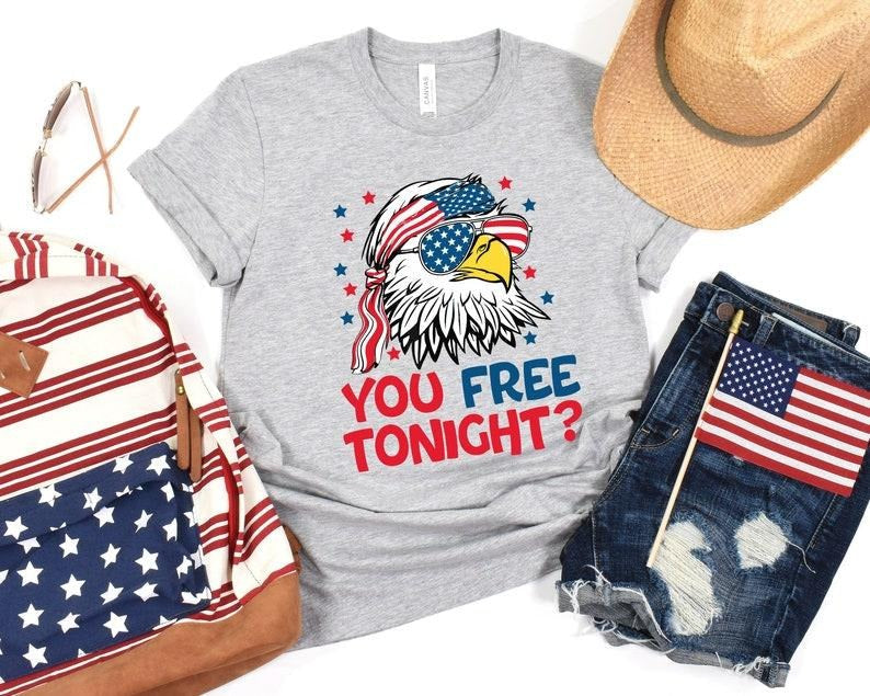 You Free Tonight 4th July USA Flag Happy Freedom - Adult & Kids T-Shirts, Sweatshirts & Hoodies apparel design preview 1