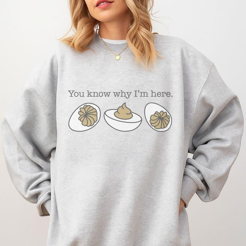 You Know Why I'M Here Deviled Eggs Ash Grey - Adult & Kids T-Shirts, Sweatshirts & Hoodies apparel design preview 1