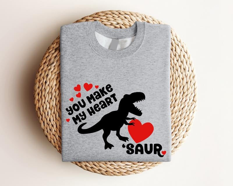 You Make My Heart Saur Cute Dinosaur Valentine - Adult & Kids T-Shirts, Sweatshirts & Hoodies apparel design preview 1