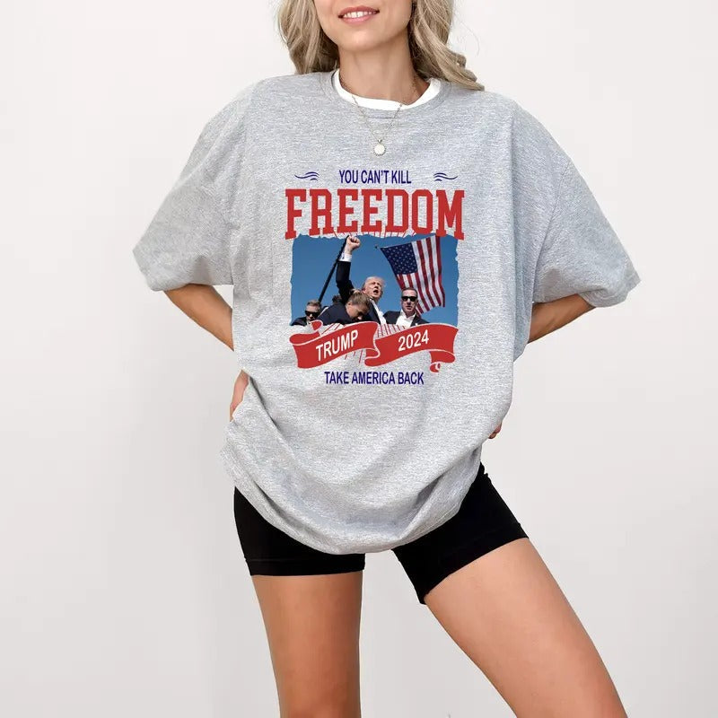 You Can'T Stop Us Not Today Kill Freedom Trump Rally - Adult & Kids T-Shirts, Sweatshirts & Hoodies apparel design preview 1