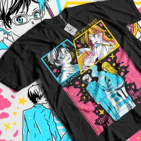 Your Lie April Kaori Kousei Anime Miyazono Music All - Adult & Kids T-Shirts, Sweatshirts & Hoodies apparel design preview 1