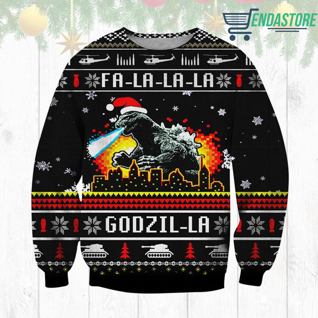 Fa la la la la Godzilla 3D Christmas Sweater - Holiday Gift product image