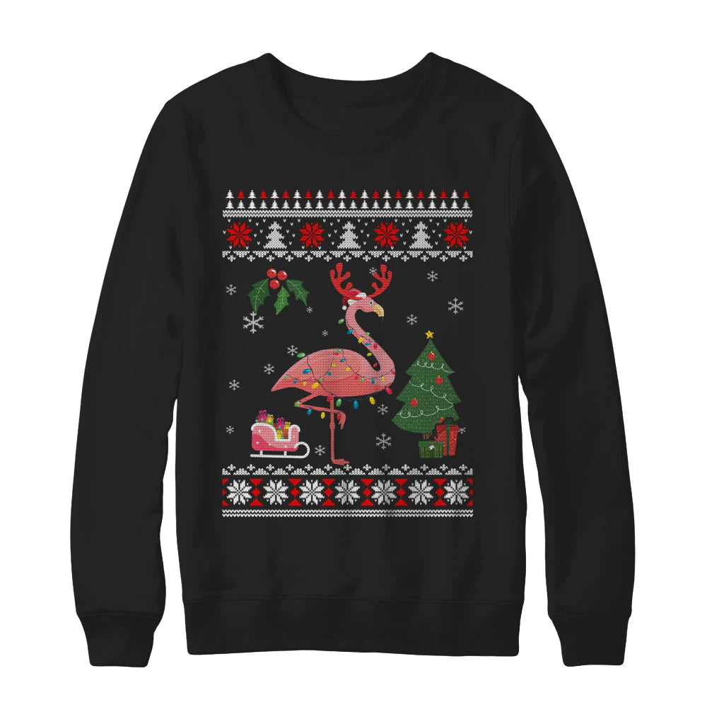 Santa hat flamingo reindeer Christmas Sweater - Holiday Gift product image 2