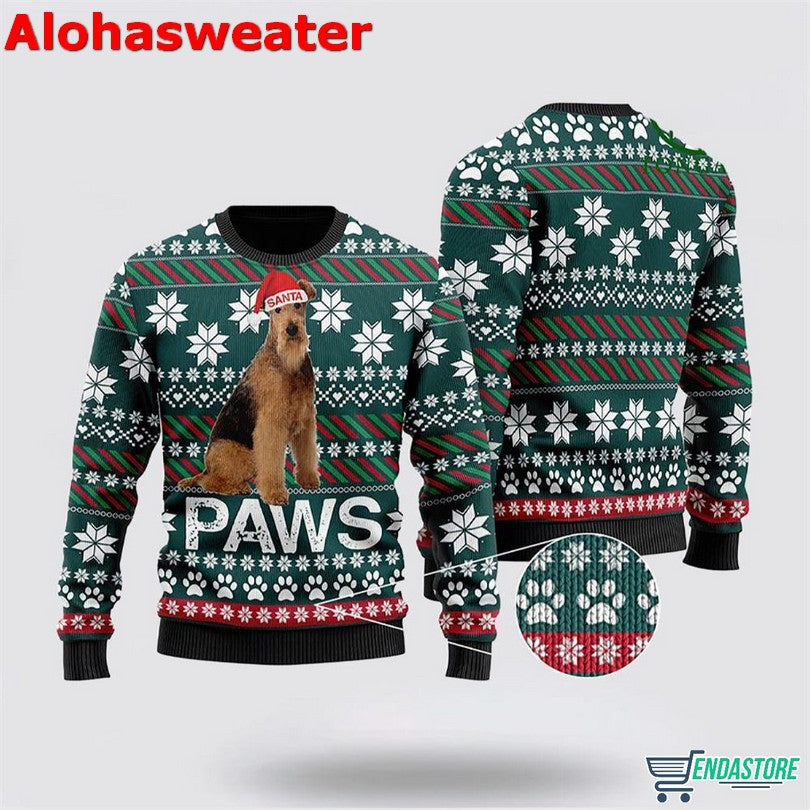 Airedale Terrier Santa Printed Ugly Christmas Sweater - Holiday Gift product image