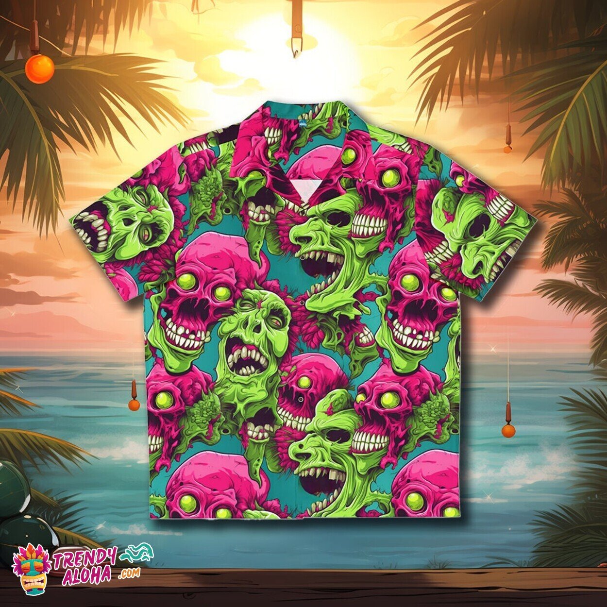 Aloha Monster Horror Tropical with Zombie Brain - Adult & Kids T-Shirts, Sweatshirts & Hoodies apparel design preview 1