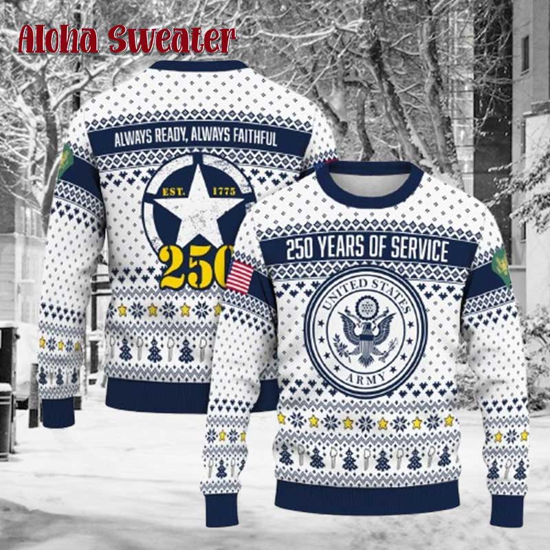 Always Ready Ranks Us Army Ugly Christmas Sweater - Holiday Gift product image