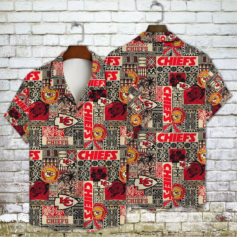 Aop Hawaiian Inspired by Kansas City Chiefs - Adult & Kids T-Shirts, Sweatshirts & Hoodies apparel design preview 1