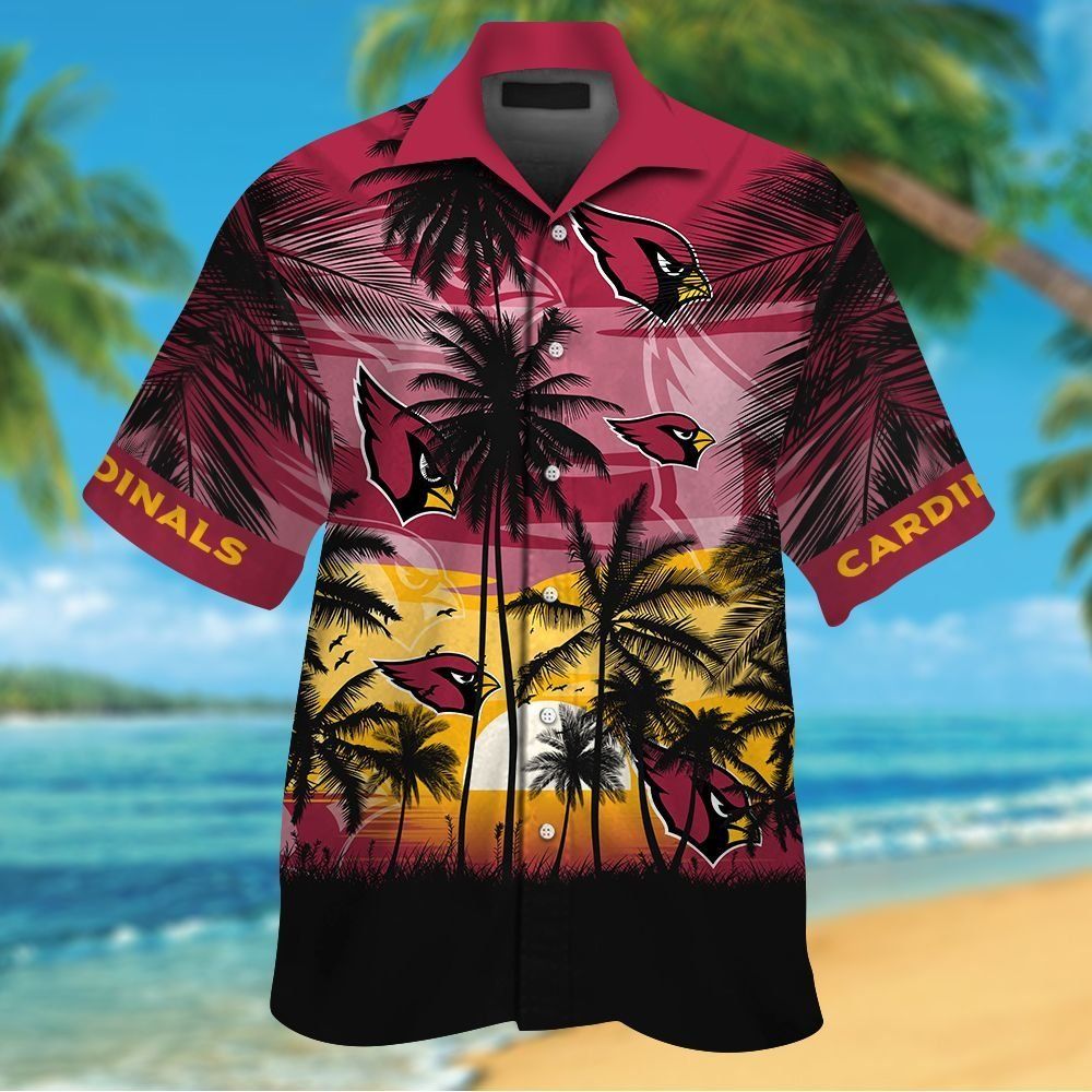 Arizona Cardinals Short Sleeve Button Up Tropical - Adult & Kids T-Shirts, Sweatshirts & Hoodies apparel design preview 1