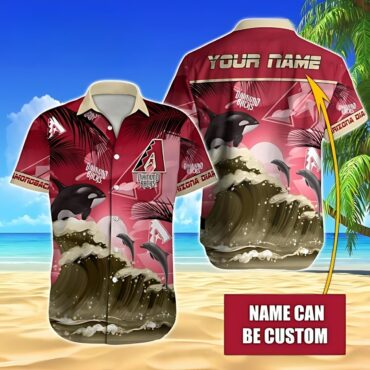 Arizona Diamondbacks Dolphins Ocean Waves Hawaiian - Adult & Kids T-Shirts, Sweatshirts & Hoodies apparel design preview 1