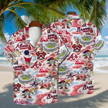 Atlanta Braves Cartoon Ballpark Hawaiian - Adult & Kids T-Shirts, Sweatshirts & Hoodies apparel design preview 1