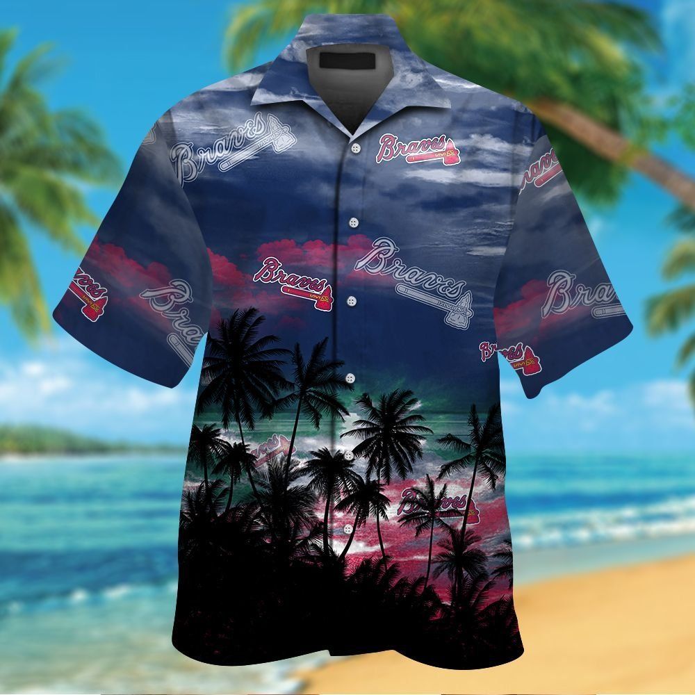 Atlanta Braves Hawaiian Short Sleeve Tropical Button - Adult & Kids T-Shirts, Sweatshirts & Hoodies apparel design preview 1