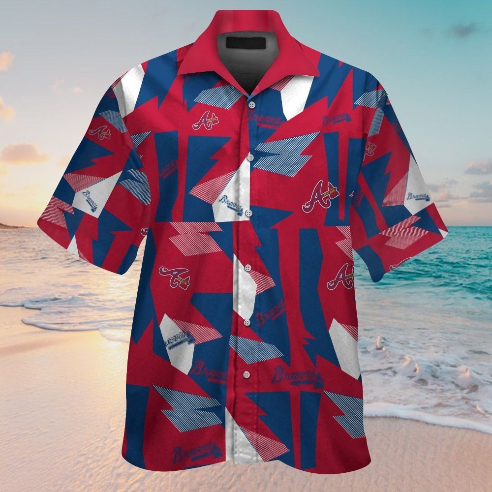 Atlanta Braves Short Sleeve Hawaiian Tropical Button - Adult & Kids T-Shirts, Sweatshirts & Hoodies apparel design preview 1
