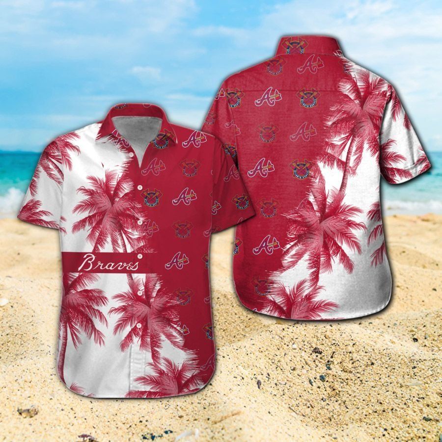 Atlanta Braves Tropical Hawaiian Short Sleeve Button - Adult & Kids T-Shirts, Sweatshirts & Hoodies apparel design preview 1