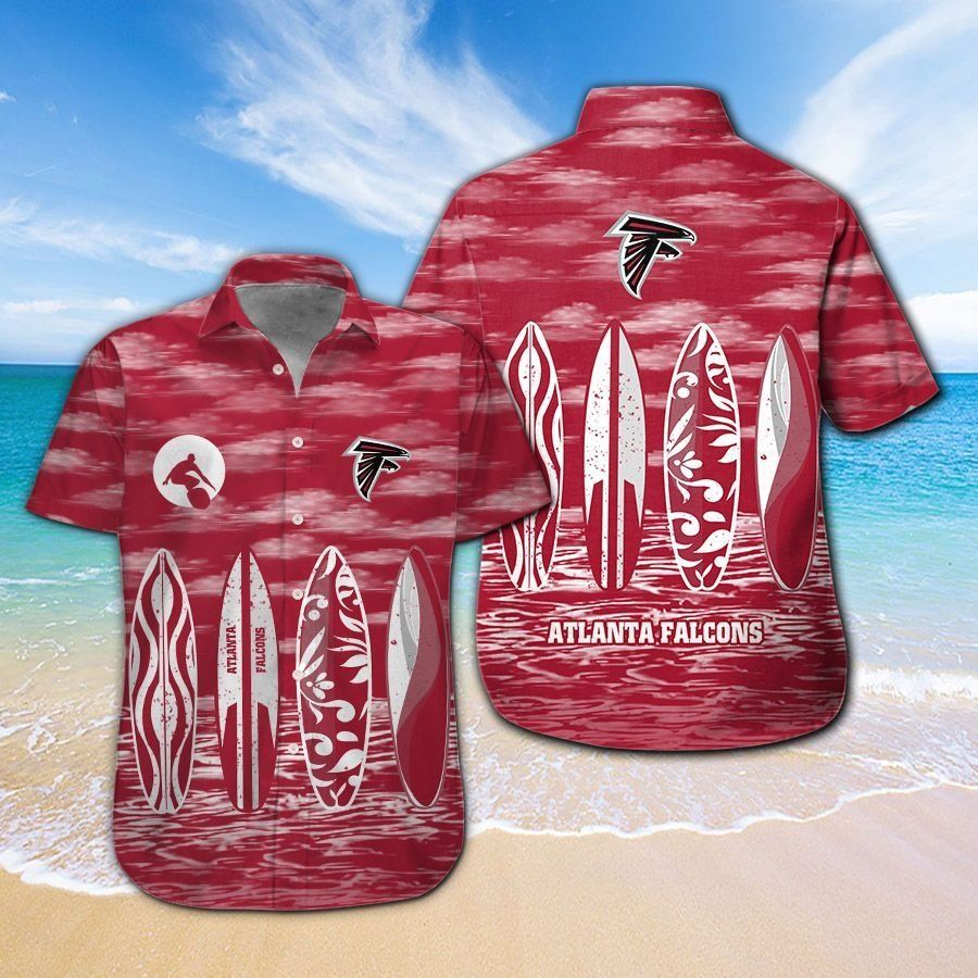 Atlanta Falcons Button Up Hawaiian Tropical Short - Adult & Kids T-Shirts, Sweatshirts & Hoodies apparel design preview 1