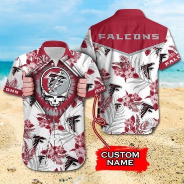 Atlanta Falcons Floral Skull Custom Hawaiian - Adult & Kids T-Shirts, Sweatshirts & Hoodies apparel design preview 1