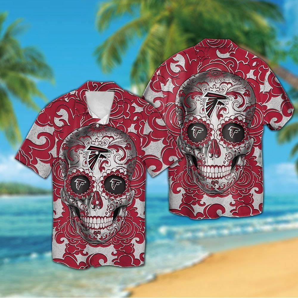 Atlanta Falcons Sugarskull Short Sleeve Button Up - Adult & Kids T-Shirts, Sweatshirts & Hoodies apparel design preview 1