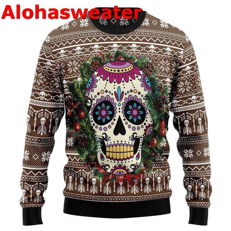 Awesome sugar skull Christmas Sweater - Holiday Gift product image
