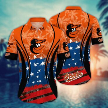 Baltimore Orioles Star Spangled Tropical Hawaiian - Adult & Kids T-Shirts, Sweatshirts & Hoodies apparel design preview 1