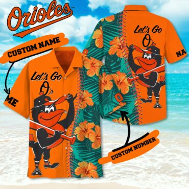 Baltimore Orioles Tropical Swing Custom Hawaiian - Adult & Kids T-Shirts, Sweatshirts & Hoodies apparel design preview 1