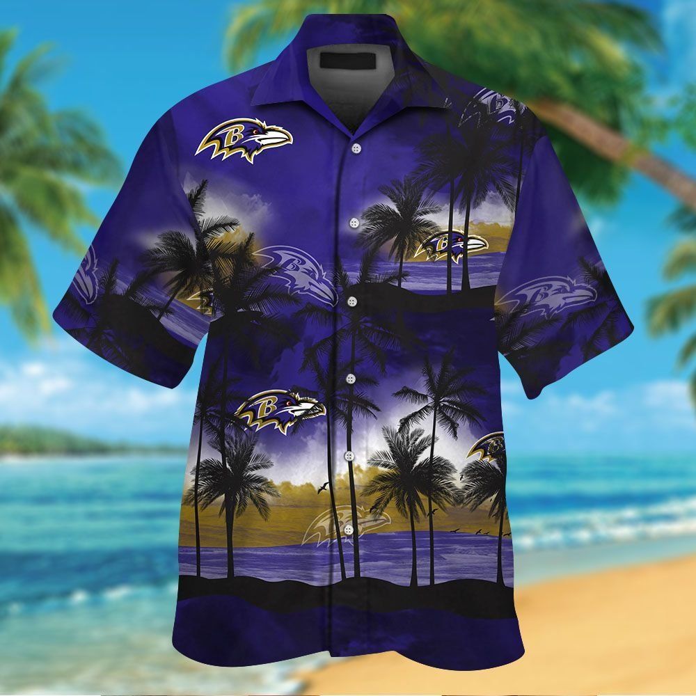 Baltimore Ravens Hawaiian Short Sleeve Tropical - Adult & Kids T-Shirts, Sweatshirts & Hoodies apparel design preview 1