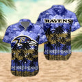 Baltimore Ravens Palm Trees Sunset Hawaiian - Adult & Kids T-Shirts, Sweatshirts & Hoodies apparel design preview 1