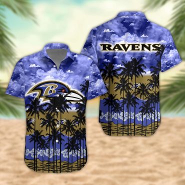 Baltimore Ravens Palm Trees Sunset Hawaiian - Adult & Kids T-Shirts, Sweatshirts & Hoodies apparel design preview 1