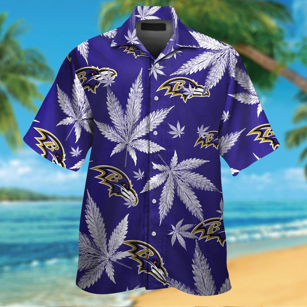 Baltimore Ravens Short Sleeve Button Up Hawaiian - Adult & Kids T-Shirts, Sweatshirts & Hoodies apparel design preview 1