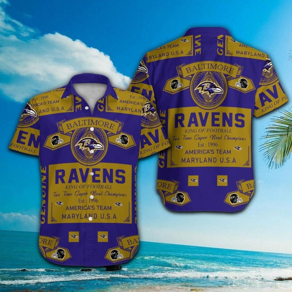 Baltimore Ravens Short Sleeve Hawaiian Tropical - Adult & Kids T-Shirts, Sweatshirts & Hoodies apparel design preview 1