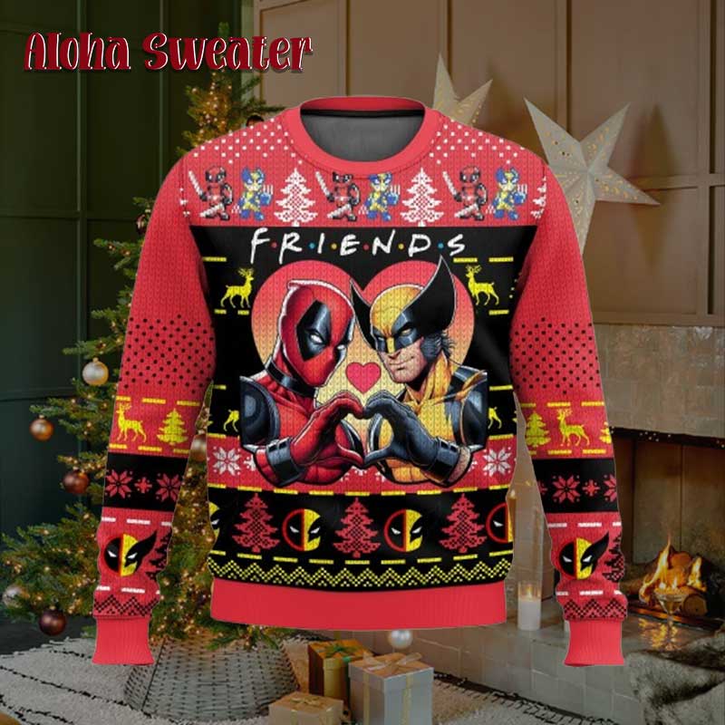 Friend Forever Deadpool Wolverine Ugly Christmas Sweater - Holiday Gift product image