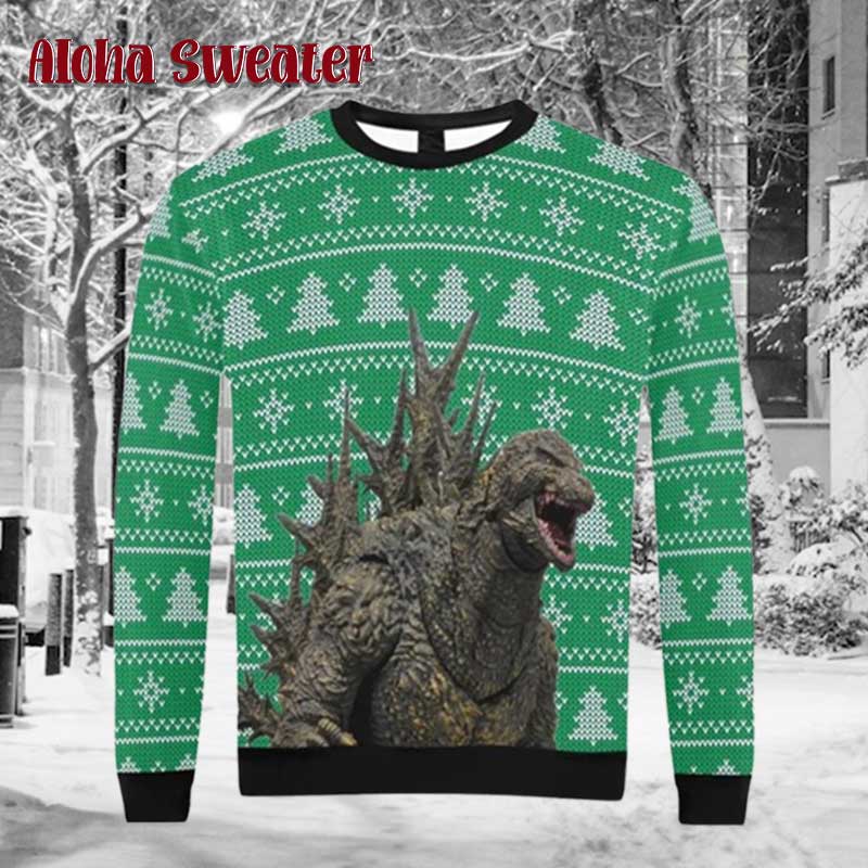Fire Monster Godzilla Ugly Christmas Sweater - Holiday Gift product image 3