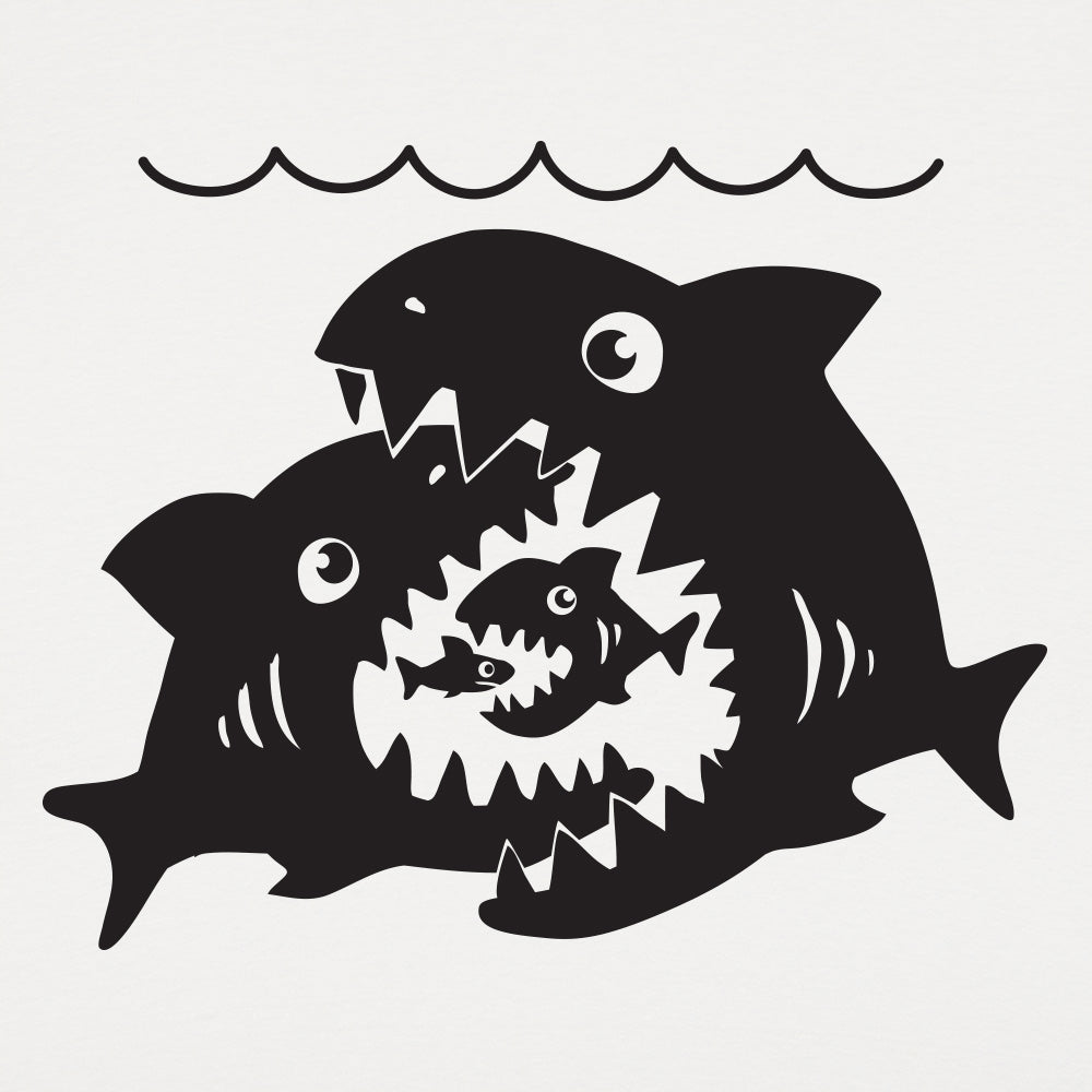 Big Sharks Little Fish - Adult & Kids T-Shirts, Sweatshirts & Hoodies apparel design preview 1