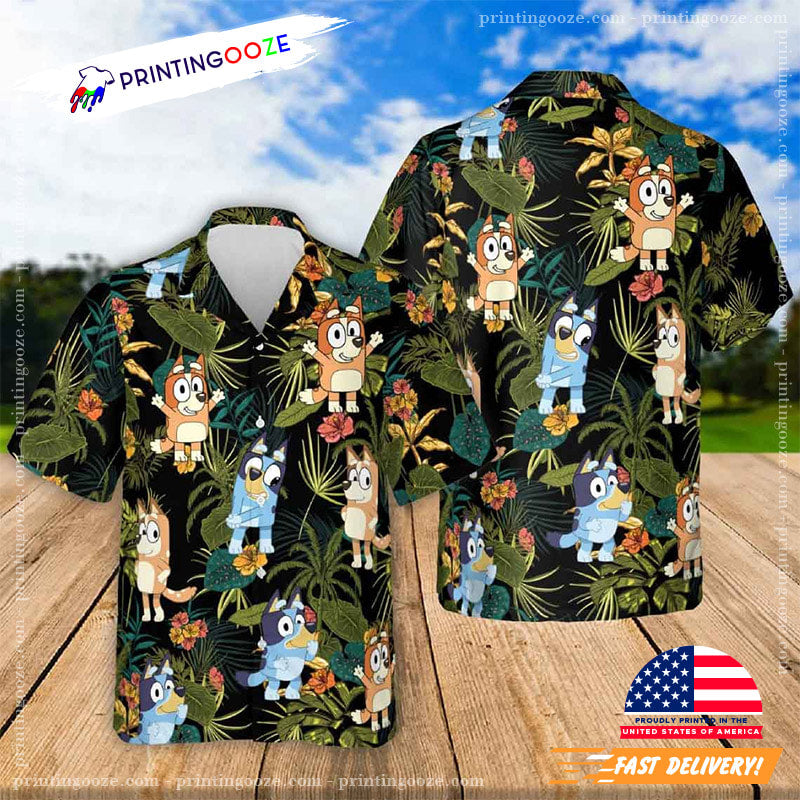 Bingo And Bluey Hawaiian - Adult & Kids T-Shirts, Sweatshirts & Hoodies apparel design preview 1
