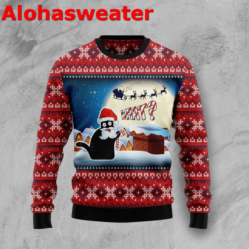 Black cat socks meowy Christmas Sweater - Holiday Gift product image 3