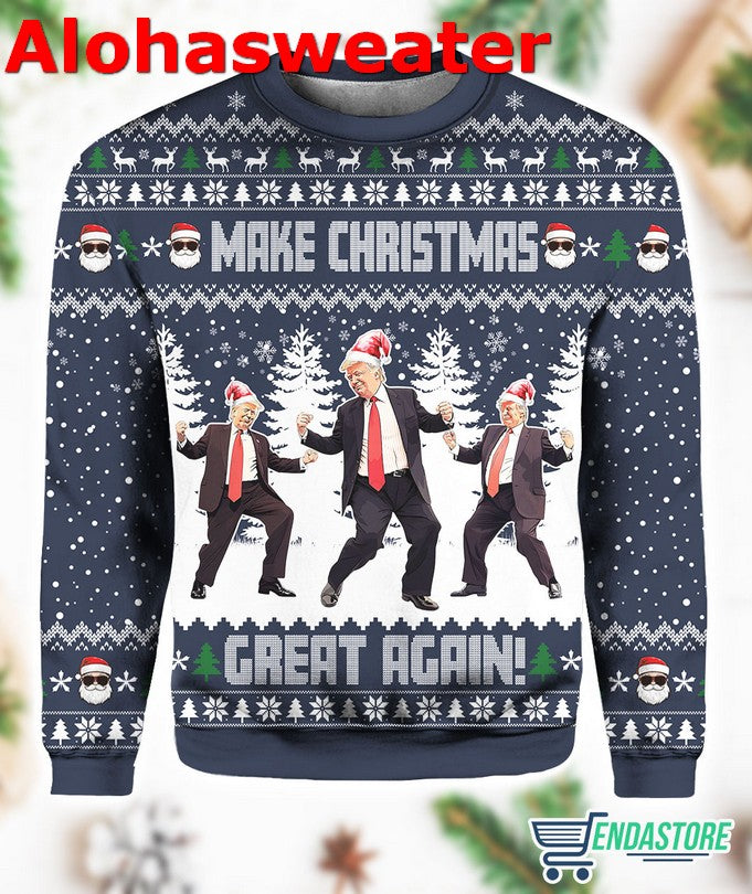 Blue Funny Trump Dancing Make Christmas Great Again Ugly Christmas Sweater - Holiday Gift product image