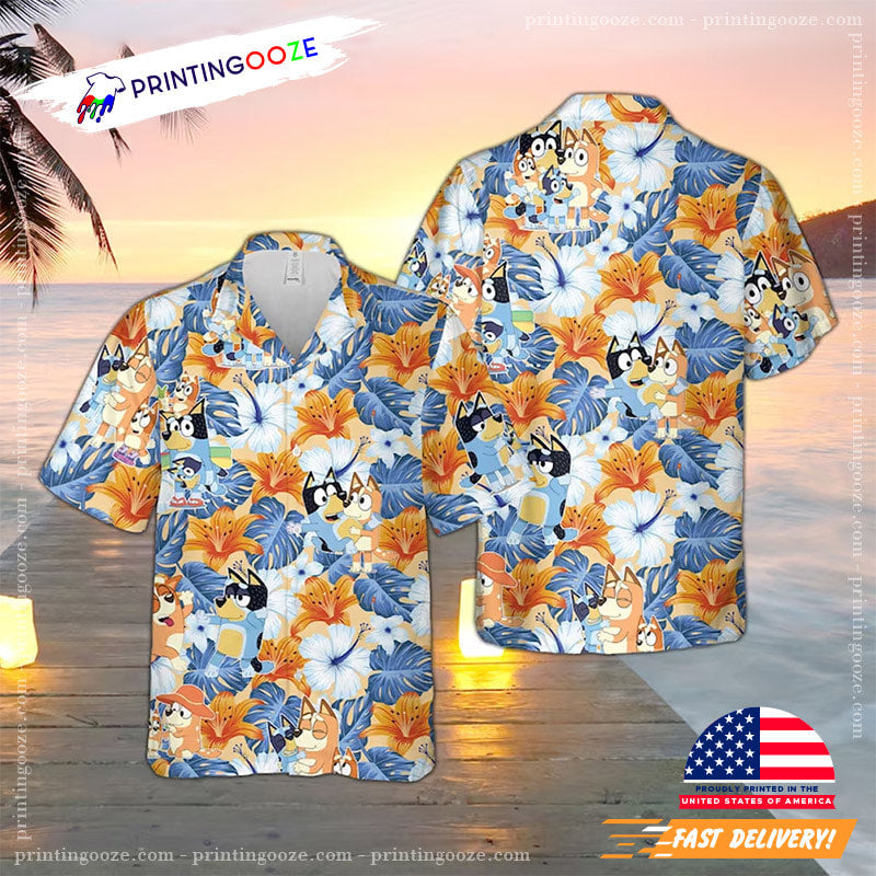 Bluey Family Beach Summer Hawaiian - Adult & Kids T-Shirts, Sweatshirts & Hoodies apparel design preview 1