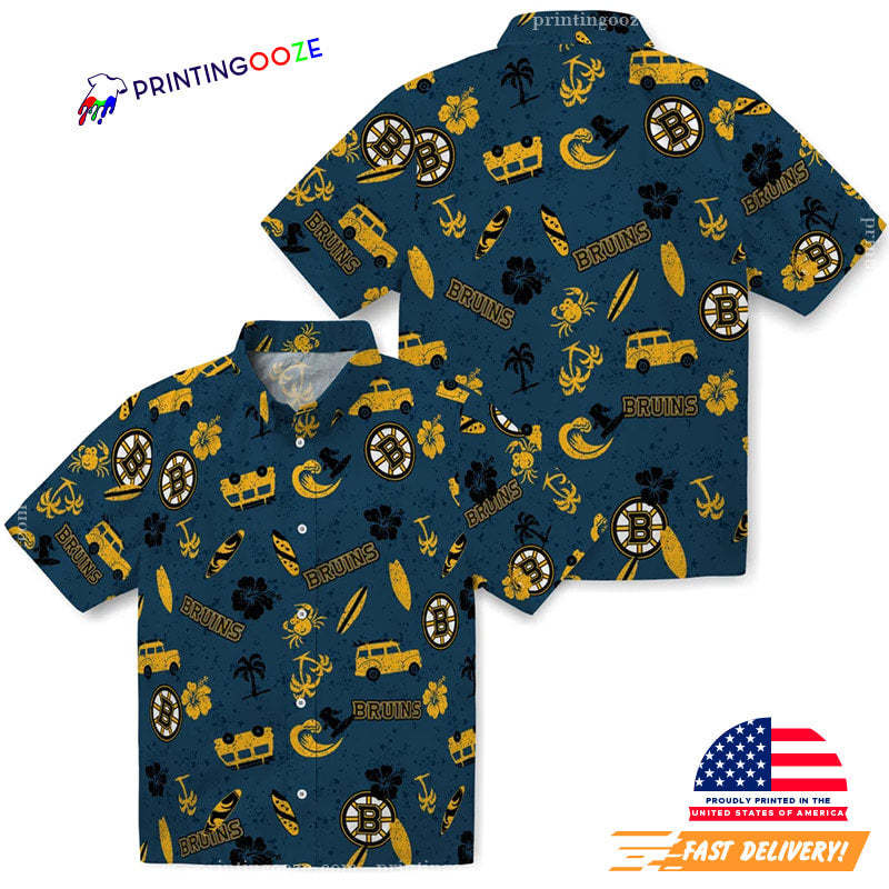 Boston Bruins Ice Hockey Hawaiian No. 7 - Adult & Kids T-Shirts, Sweatshirts & Hoodies apparel design preview 1