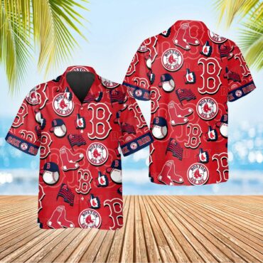 Boston Red Sox Classic Logo Collage Hawaiian - Adult & Kids T-Shirts, Sweatshirts & Hoodies apparel design preview 1