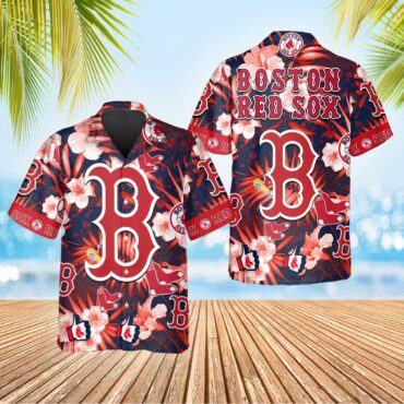 Boston Red Sox Floral Logo Hawaiian - Adult & Kids T-Shirts, Sweatshirts & Hoodies apparel design preview 1