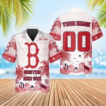 Boston Red Sox Retro Waves Hawaiian - Adult & Kids T-Shirts, Sweatshirts & Hoodies apparel design preview 1