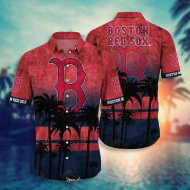 Boston Red Sox Sunset Palms Hawaiian - Adult & Kids T-Shirts, Sweatshirts & Hoodies apparel design preview 1