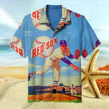 Boston Red Sox Vintage Pitcher's Hawaiian - Adult & Kids T-Shirts, Sweatshirts & Hoodies apparel design preview 1