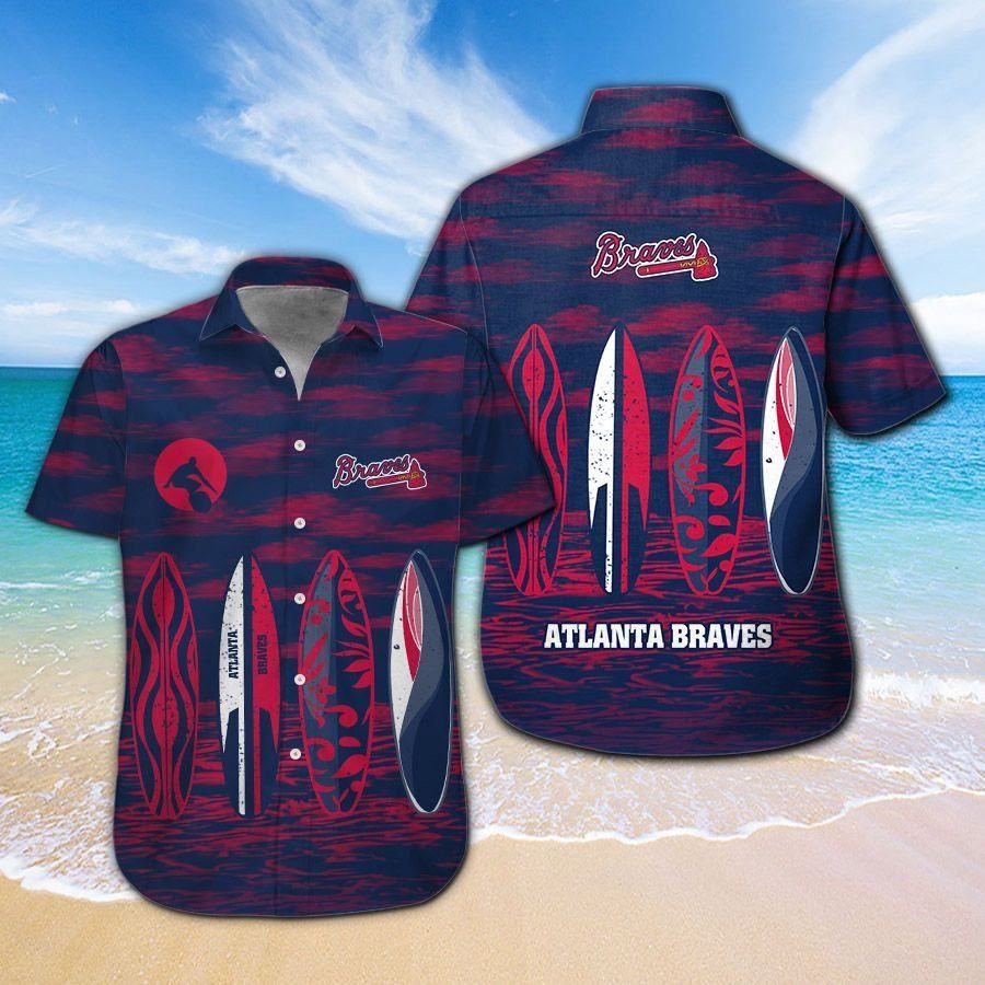 Button Up Atlanta Braves Short Sleeve Tropical - Adult & Kids T-Shirts, Sweatshirts & Hoodies apparel design preview 1