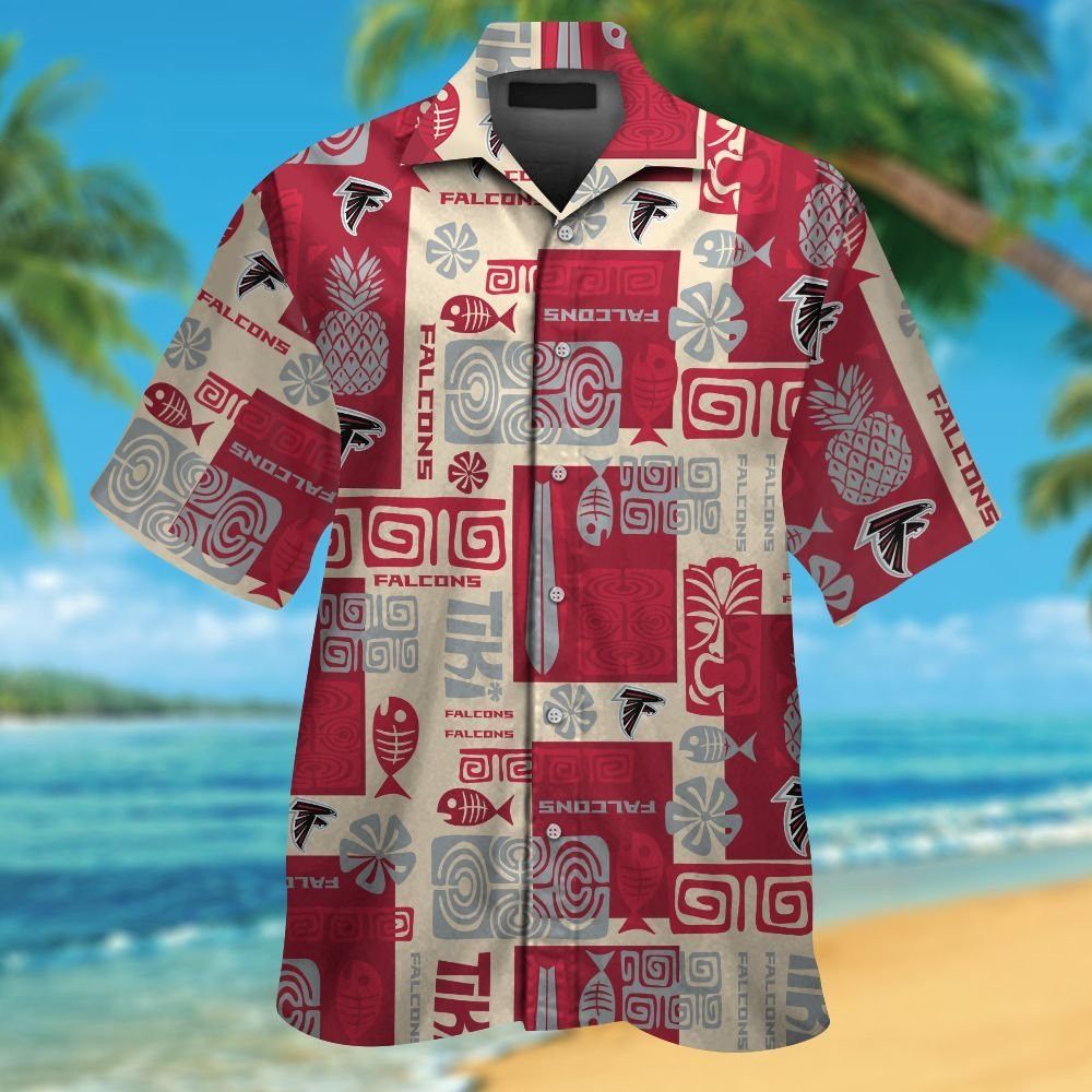 Button Up Atlanta Falcons Short Sleeve Tropical - Adult & Kids T-Shirts, Sweatshirts & Hoodies apparel design preview 1