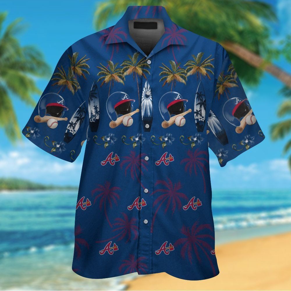 Button Up Short Sleeve Atlanta Braves Tropical - Adult & Kids T-Shirts, Sweatshirts & Hoodies apparel design preview 1